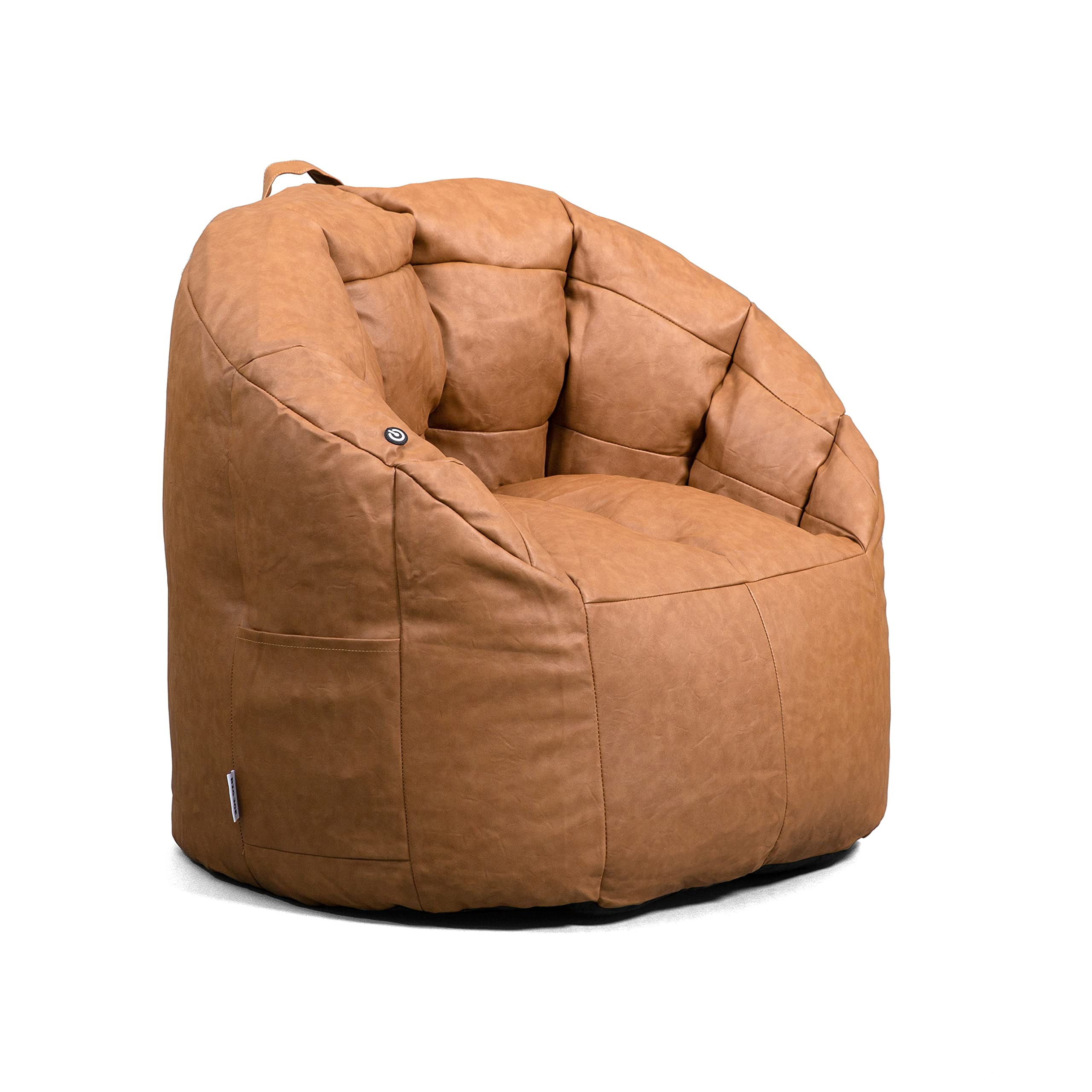 Big Joe Milano w/ Vibe Vibrating Massage Bean Bag Chair, Caramel Montana, Vegan Leather Polyester... | Amazon (US)