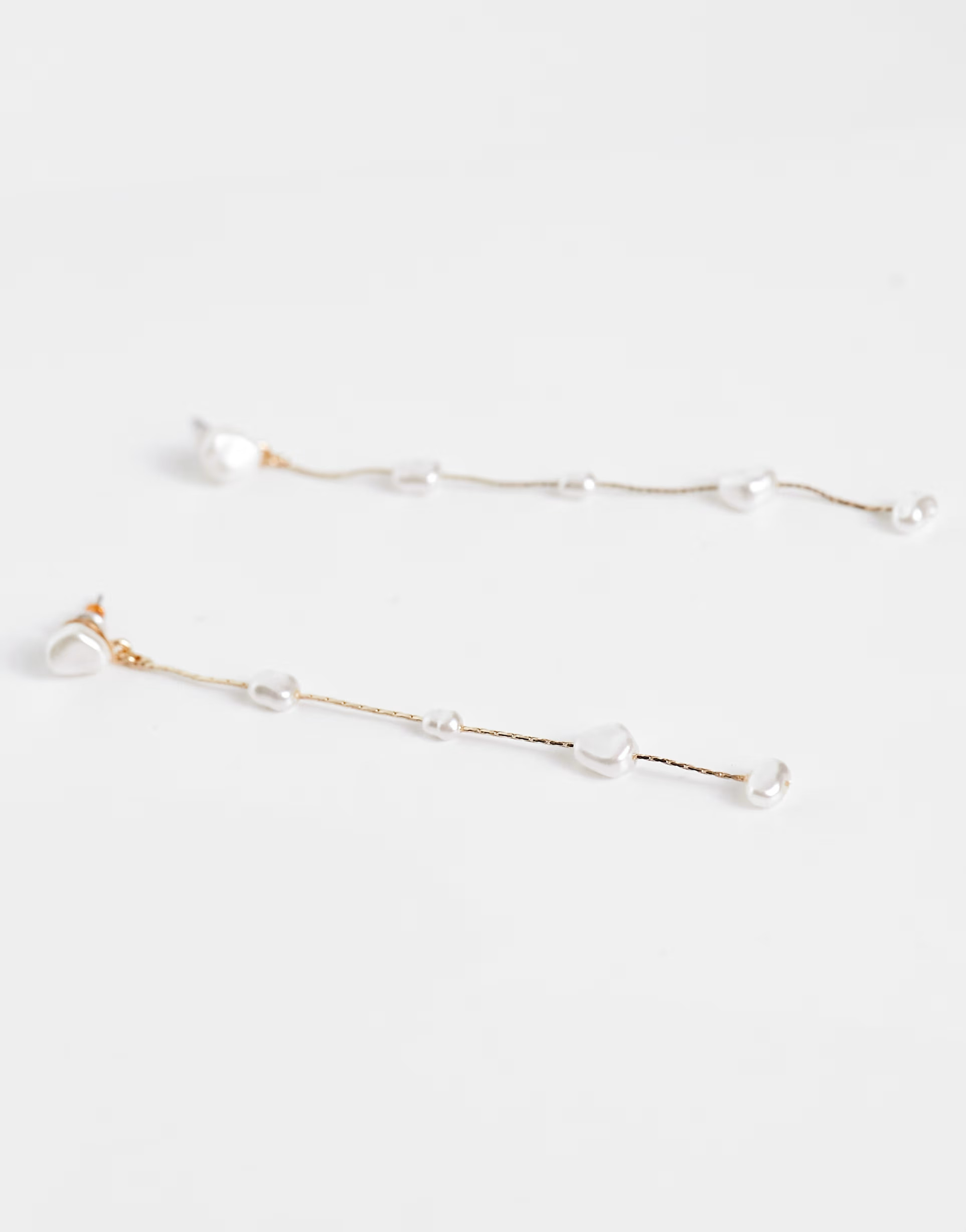ASOS DESIGN drop earrings with pearl and chain design in gold tone | ASOS (Global)