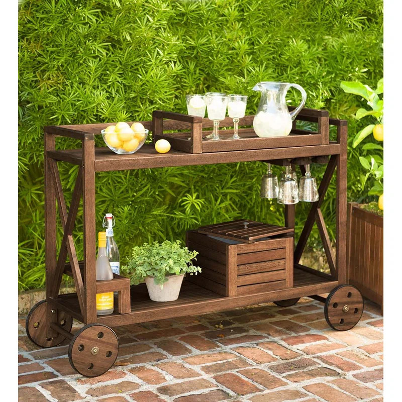 Claremont Eucalyptus Rolling Outdoor Bar Cart | Wayfair North America