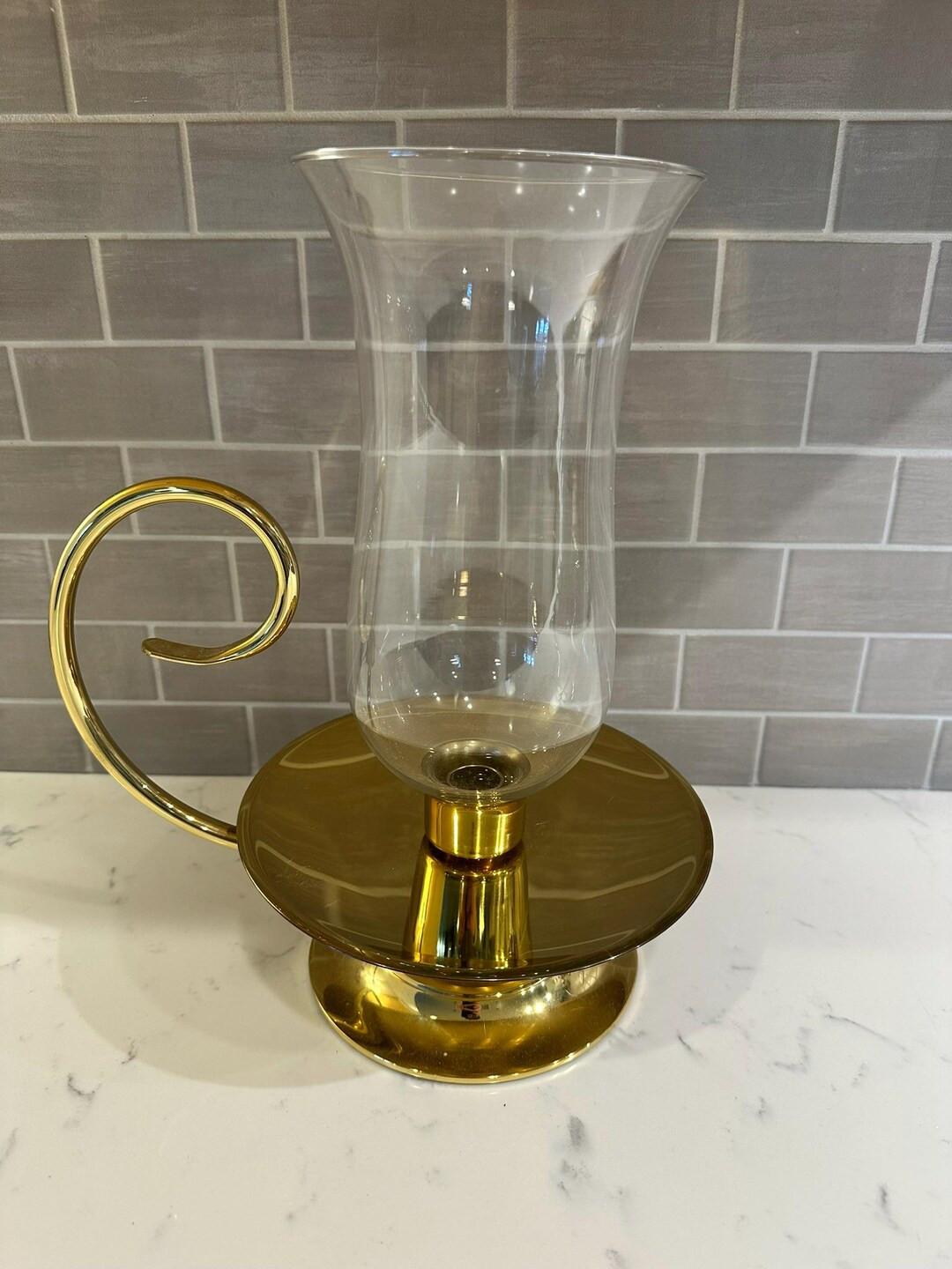 Vintage Baldwin Brass Hurricane Style Candlestick Holder With Glass Shade - Etsy | Etsy (US)