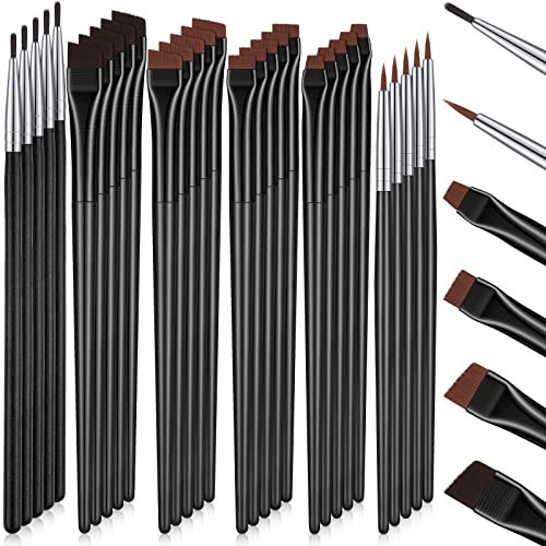 Potchen 30 Pcs Eyeliner Brush Set Gel Angled Eye Liner Fine Flat Slanted Eyebrow Brushes Thin Makeup Tool for Women Girls Salon Beauty Cosmetic Esthetician Supplies | Amazon (US)
