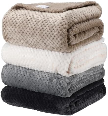 Newwiee 4 Pcs Flanne Fleece Throw Blanket for Bed Couch Large 3D Waffle Textured Soft Blanket Win... | Amazon (US)