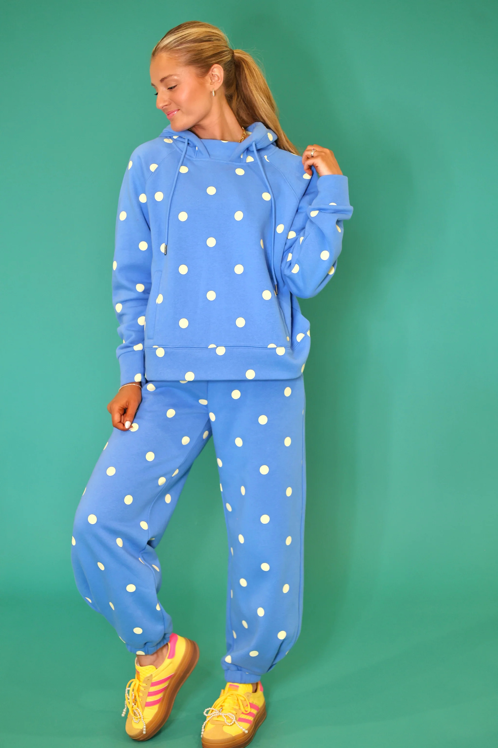 Blue Butter Polka Dot Sweatsuit Set - Hoodie & Sweatpants | Poppy & Pine