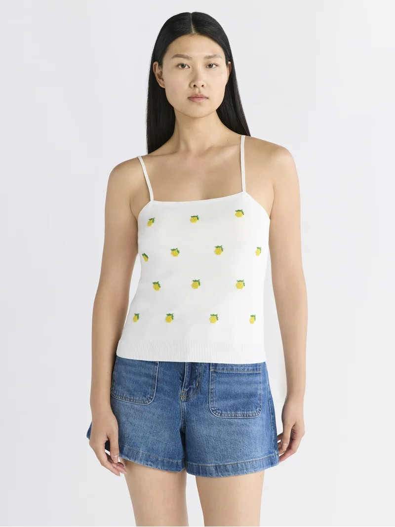 Free Assembly Women's Beaded Tank Top Sweater, Lightweight, Sizes XS-XXL | Walmart (US)
