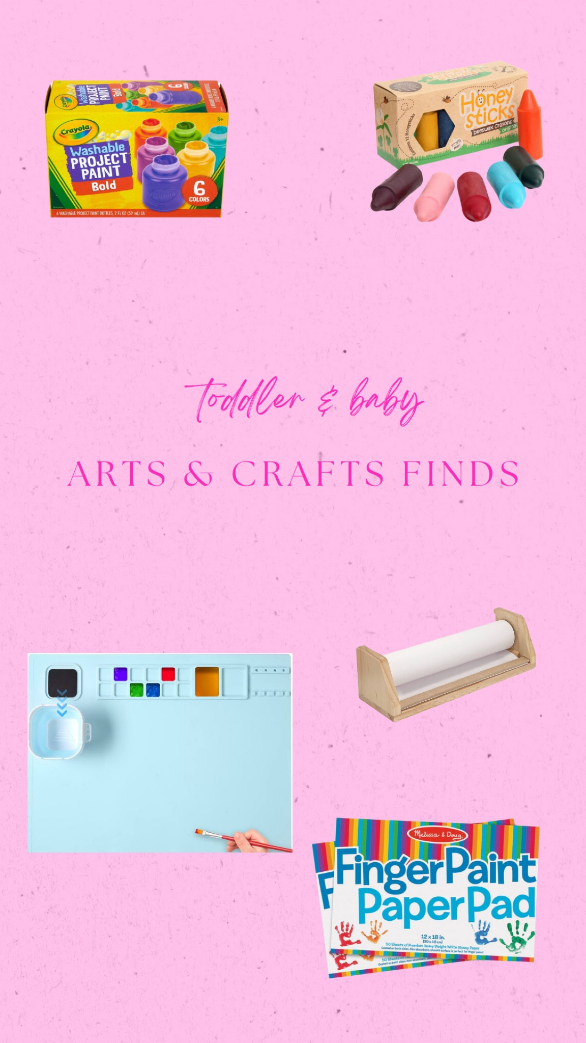 Toddler and Baby arts and crafts supplies we love and use daily! We love this silicone washable paint mat that can hold paint, paint brushes and has a removable cup for water! This tabletop paper roll dispenser is genius! We also love this washable paint that is safe for babies and toddlers, and the honey stix beeswax crayons are safe if your toddler wants to take a bite😂

Toddler crafts, baby crafts, crafty mom, diy mom 

#LTKbaby #LTKfamily #LTKkids