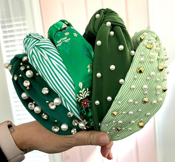 Green Knotted Headbands for Women, St. Patrick’s Day Headbands, Green Hair Accessories, Green G... | Etsy (US)