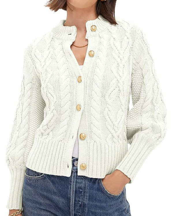 PEHMEA Womens Short Cardigan Sweaters, Soft Twist Knit Fall Winter Chunky Open Front Button Sweat... | Amazon (US)