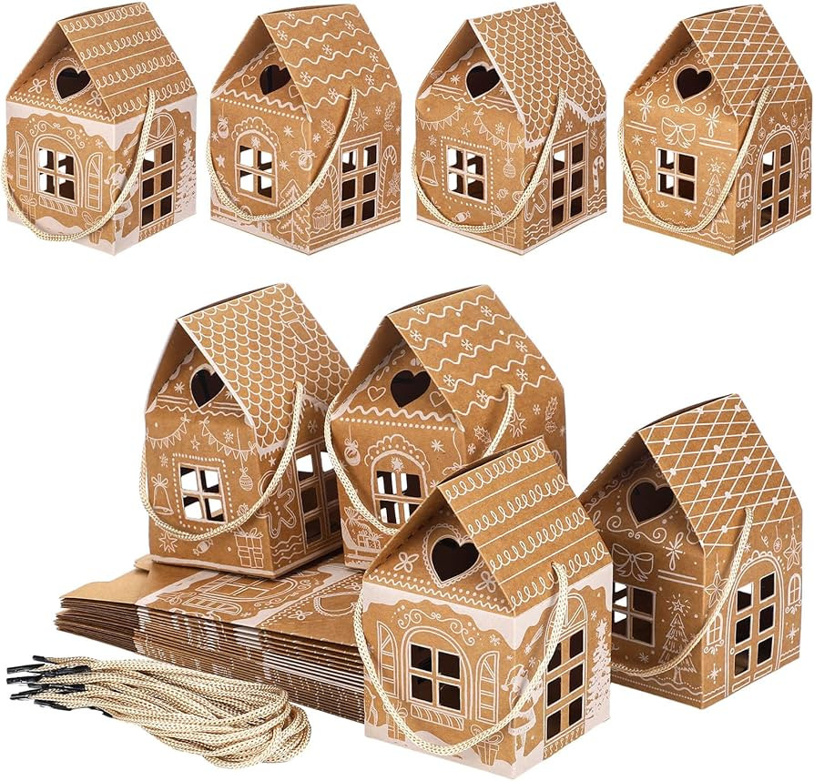 Gersoniel 24 Pcs Christmas Gift Boxes Candy Gingerbread House Mini Christmas Party Favor Box Smal... | Amazon (US)
