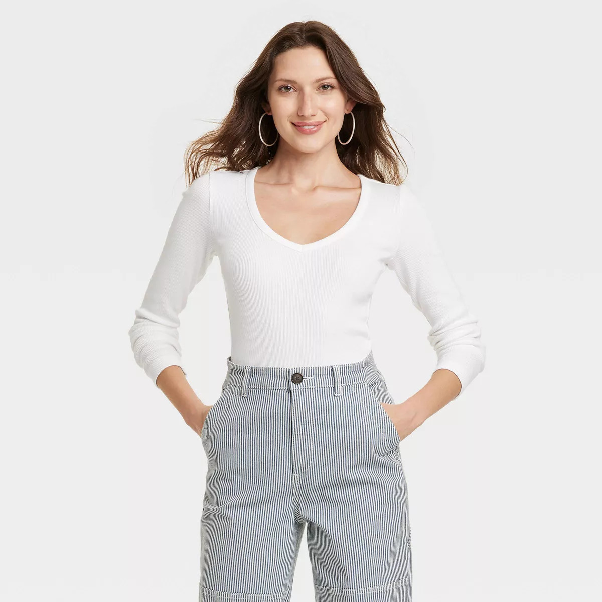Women's Long Sleeve Ribbed V-Neck T-Shirt - Universal Thread™ | Target
