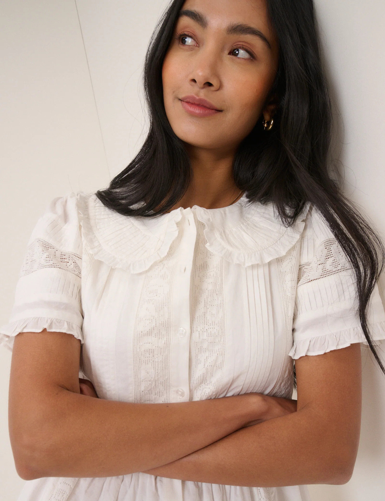 White Collared Orla Midi Dress | Nobody's Child