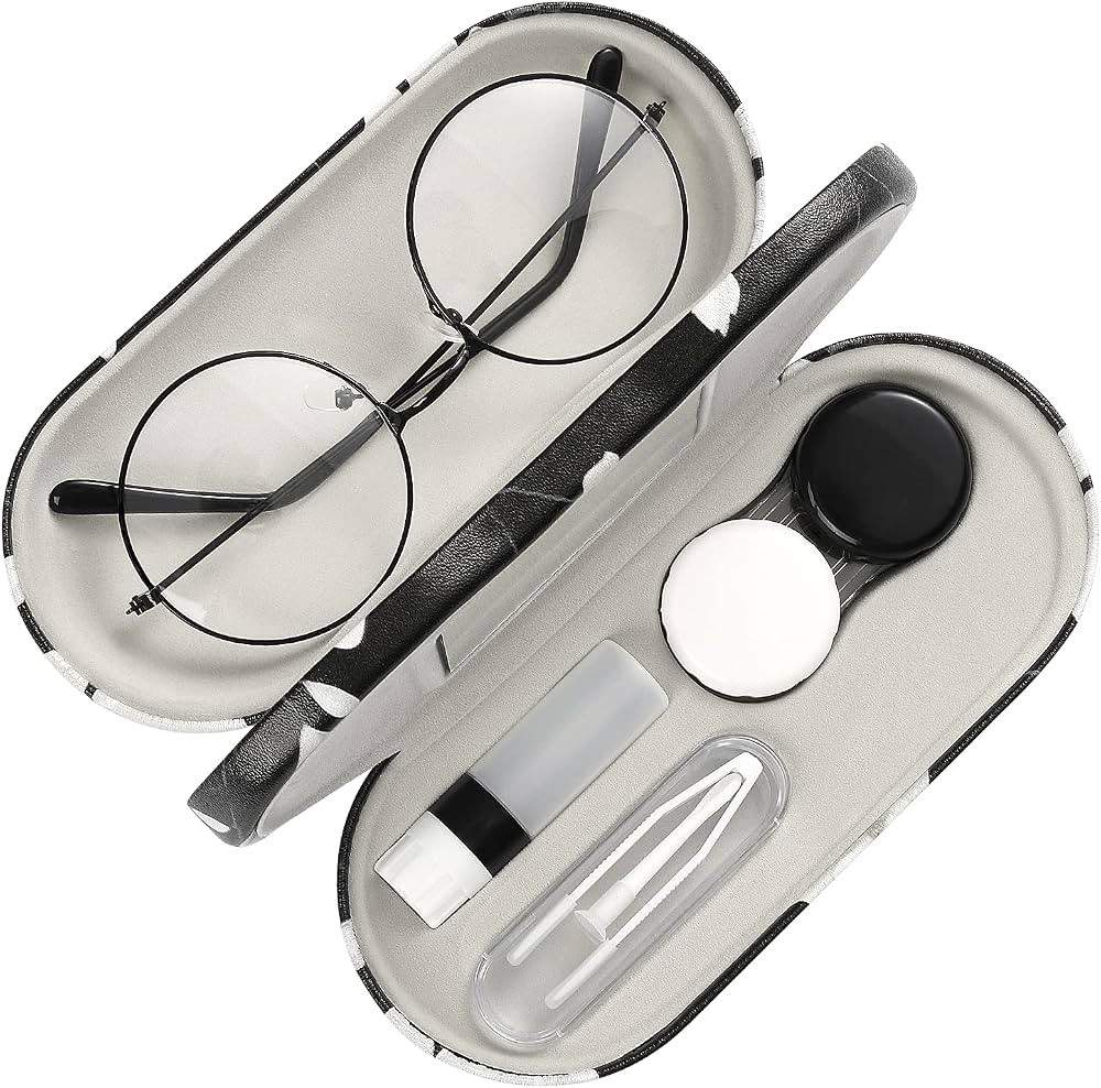 MoKo Double Eyeglass Case, Contact Lens Case with Mirror Tweezers Remover, 2 in 1 Double Sided Po... | Amazon (US)