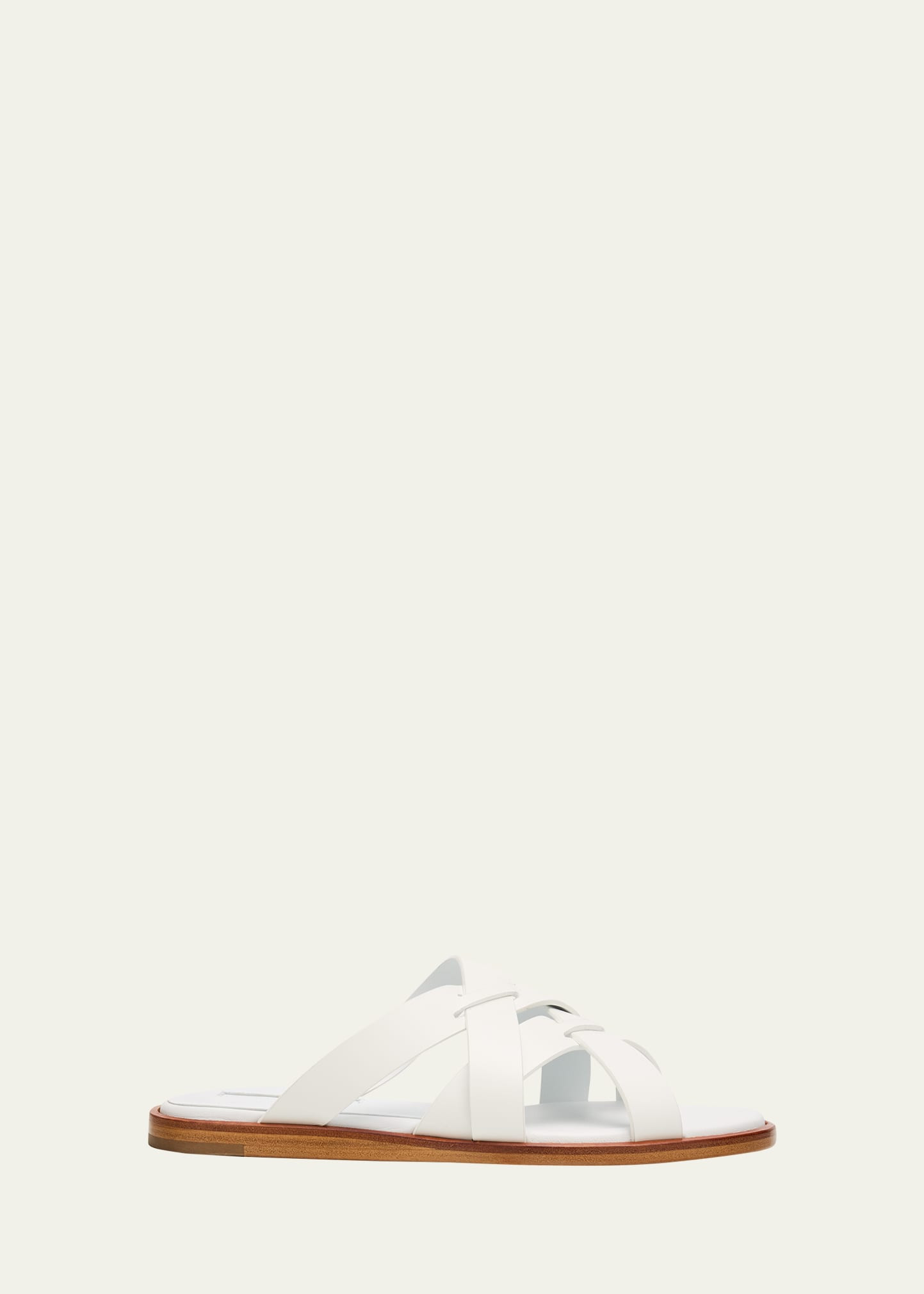 Manolo Blahnik Marvina Crisscross Leather Flat Sandals | Bergdorf Goodman