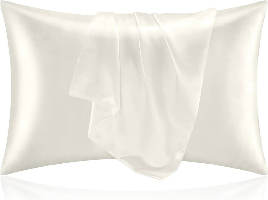 BEDELITE Satin Silk Pillowcase for Hair and Skin, Ivory Pillow Cases Standard Size Set of 2 Pack,... | Amazon (US)