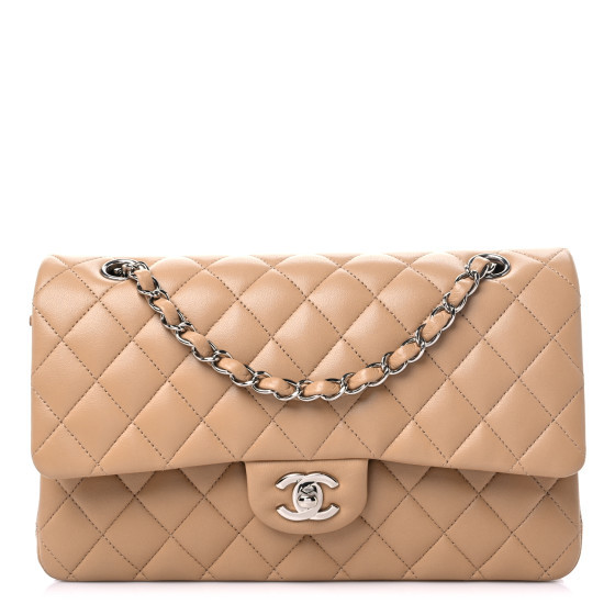 CHANEL Lambskin Quilted Medium Double Flap Dark Beige | FASHIONPHILE (US)