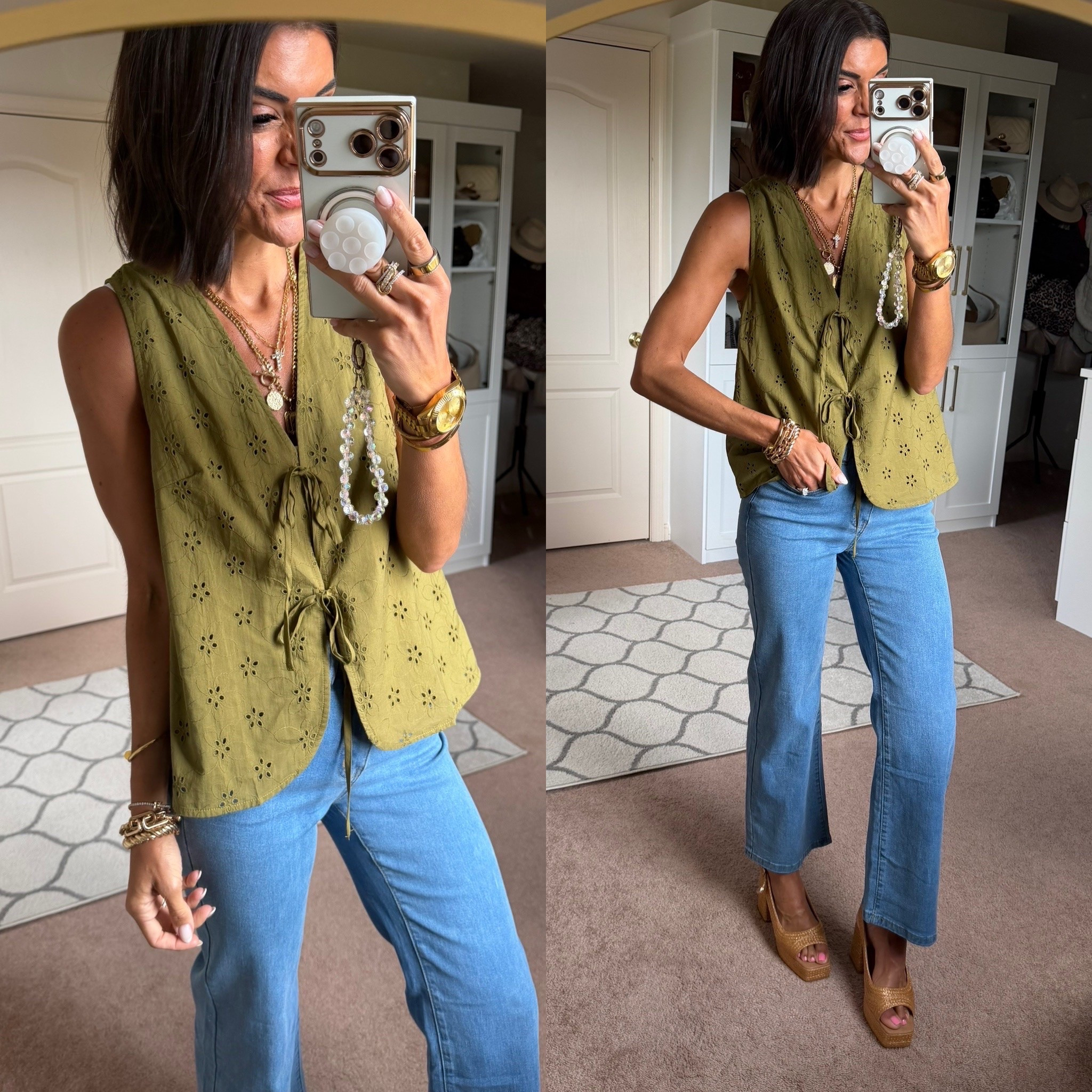 Size small in vest, size xs in jeans

#LTKdayinmylife #LTKgrwm #LTKmomlife