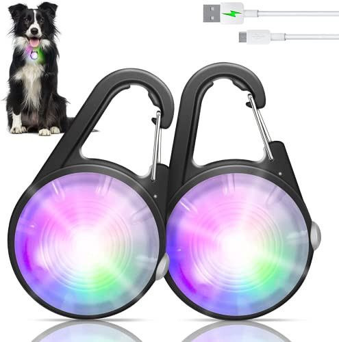 Dog Collar Light, 4 Modes Dog Lights for Night Walking, Rechargeable LED Pet Collar Light for Nighttime Clip on, IP68 Waterproof Pet Walking Accessories-2 Pack(Black) | Amazon (US)