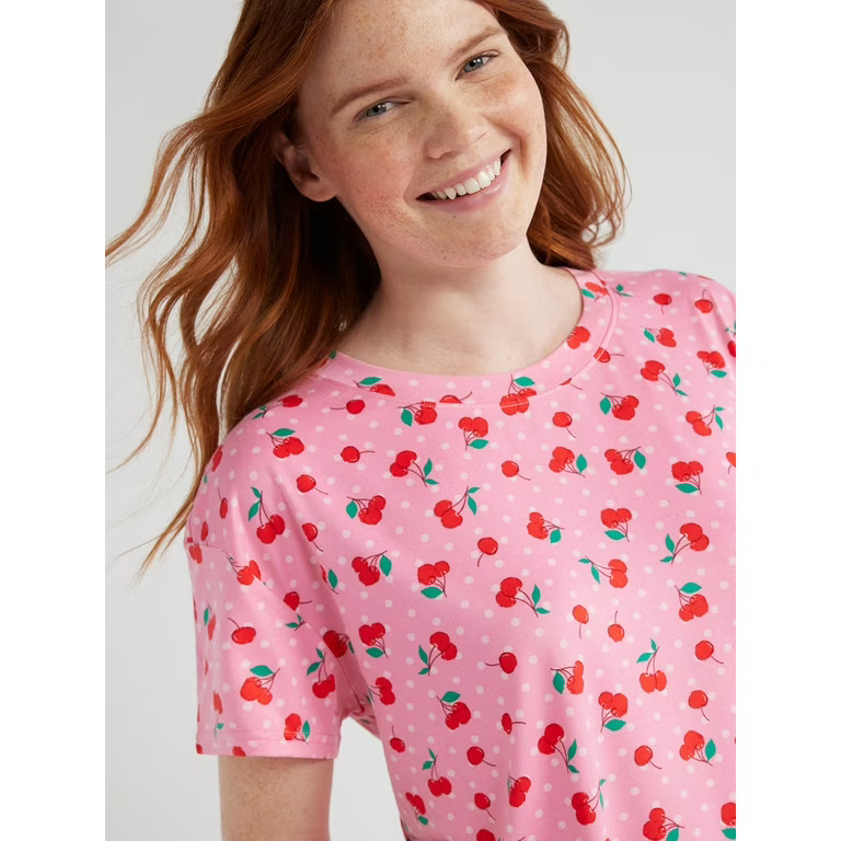 Joyspun Women's Short Sleeve Sleepshirt, Sizes S/M to 2X/3X | Walmart (US)
