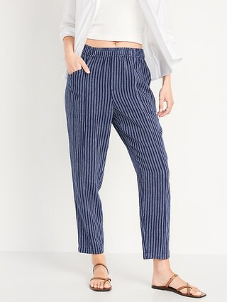 High-Waisted Cropped Linen Pants for Women | Old Navy (US)
