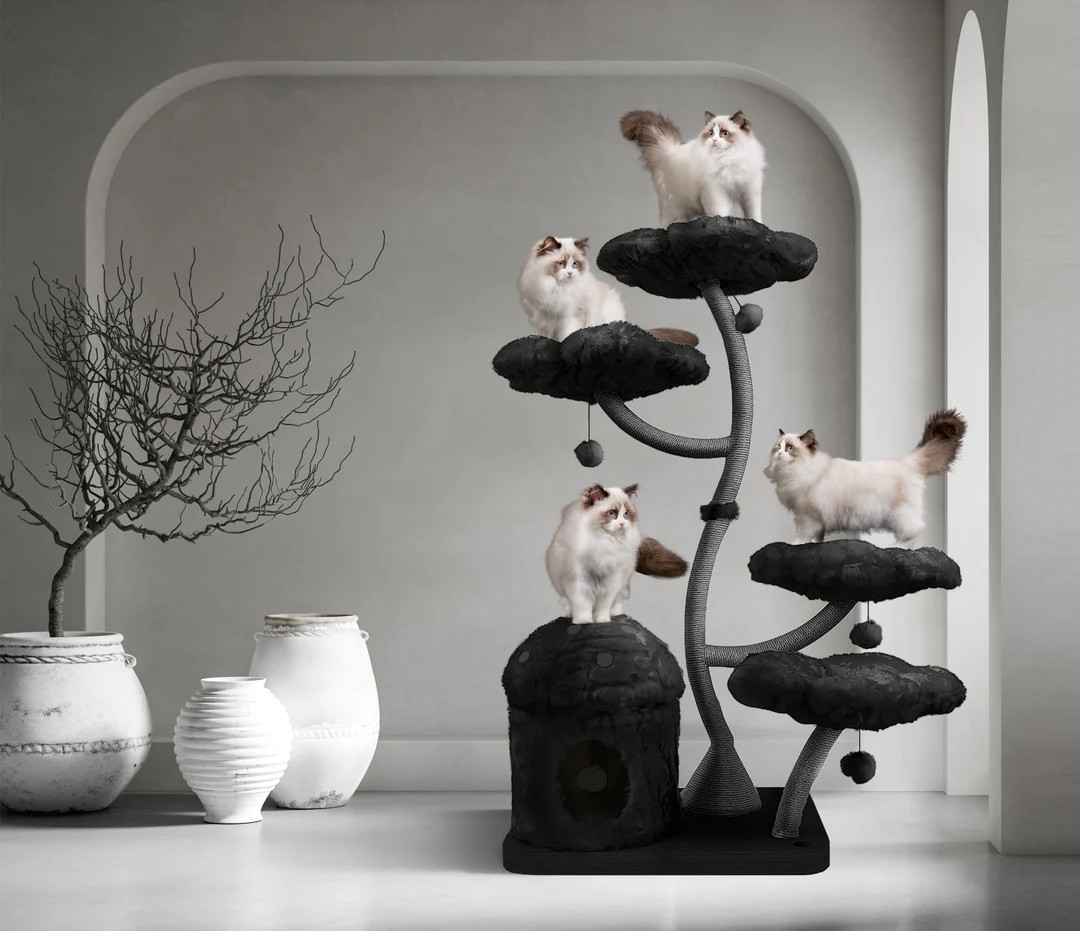 EDEN Wood Floral Cat Tree Tower, Wooden Cat Tower, Modern Cat Climbing Tree, Cat Furniture, Cat G... | Etsy (US)