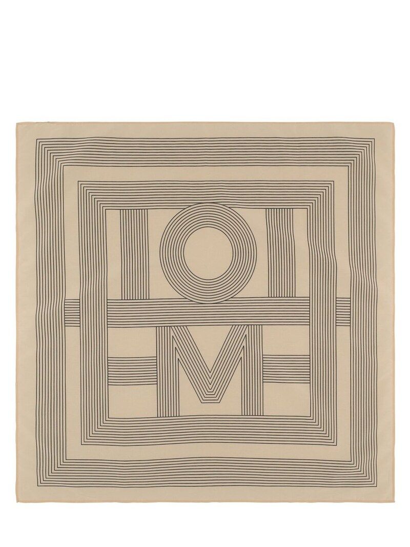 Toteme - Striped monogram cotton & silk scarf - Creme | Luisaviaroma | Luisaviaroma