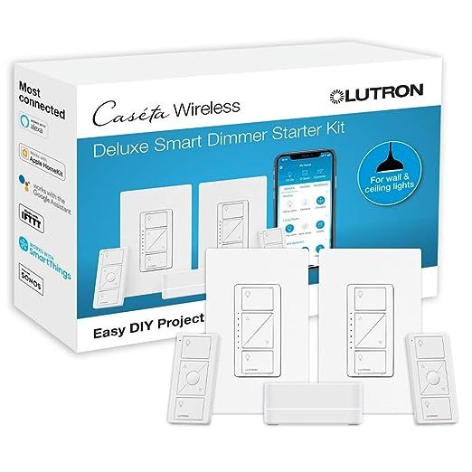 Lutron Caseta Deluxe Smart Dimmer Switch (2 Count) Kit with Caseta Smart Hub | Works with Alexa, ... | Amazon (US)