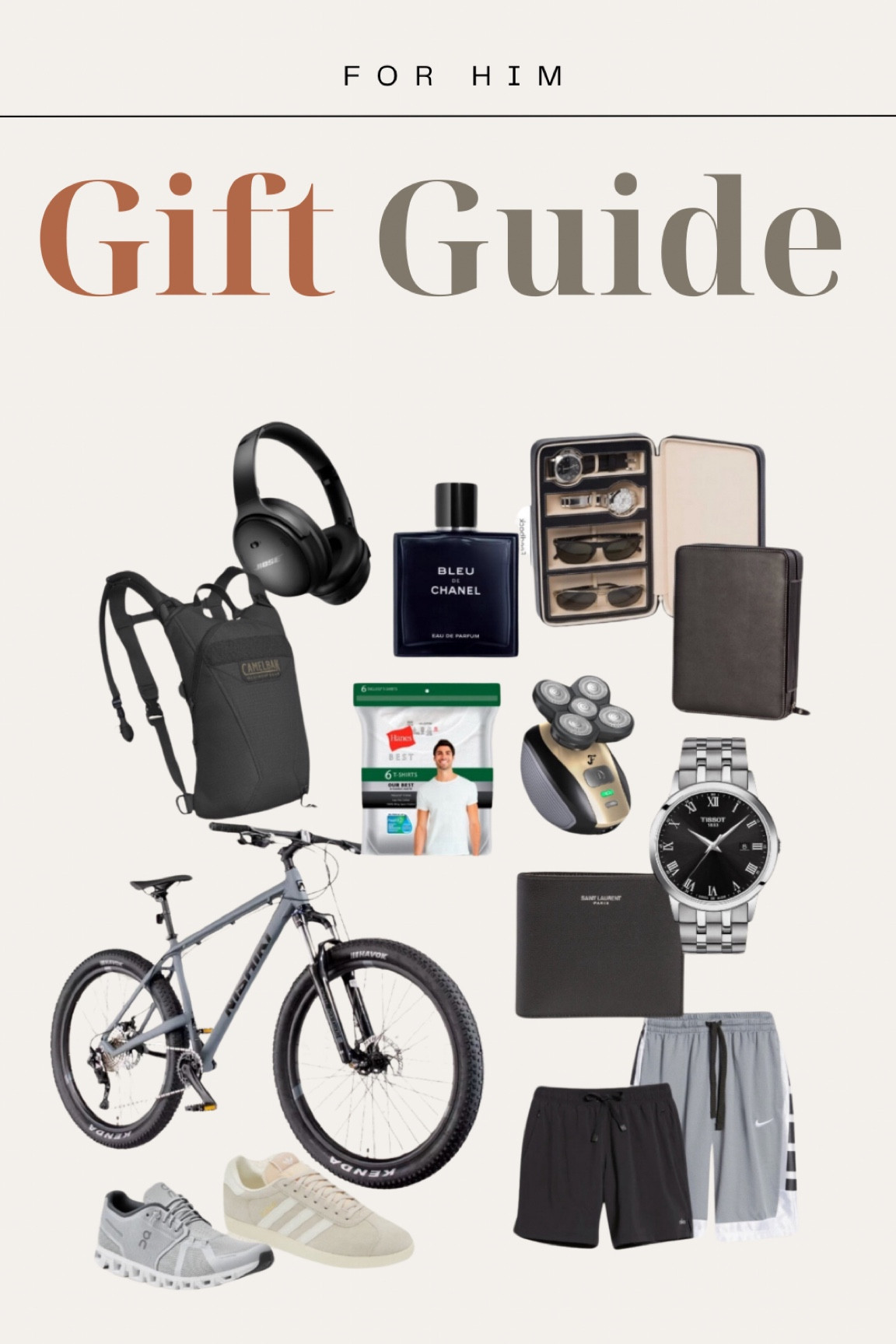 Gift Guide — for him✨ 

#giftguideforhim #giftideasforhim #giftideasfordad #giftideasforhusband #gifts #christmasgifts #holiday #chanelcologne #mens #giftsforhim #affordablefinds #mountainbike #booseheadset #shavingmachine #tissot  #tissotwatch #menswatch #yslwallet #menswallet #saintlaurent #nike #bikeshorts #hanes #hanestees #giftsunder100 #LTKmens 

#LTKMens #LTKGiftGuide #LTKHoliday