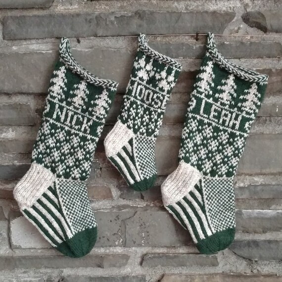 Evergreen Christmas Stocking | hand knit, fair isle, vintage inspired | Knit With the Wind | Etsy (US)