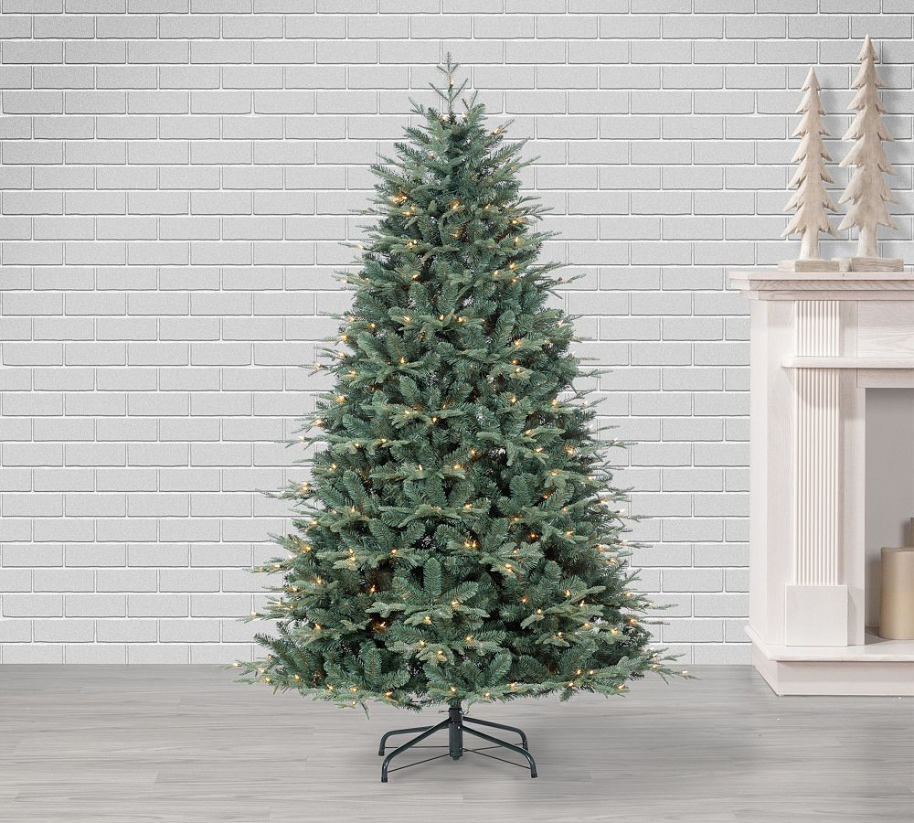 Lit Natural Cut Blue Spruce Faux Christmas Tree | Pottery Barn (US)