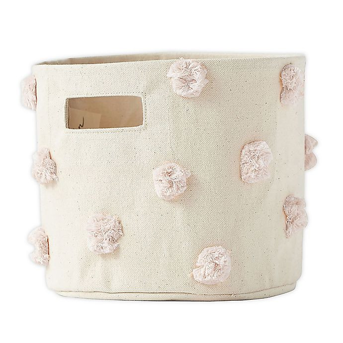 Pom Pom Canvas Mini Storage Bin in Blush | buybuy BABY