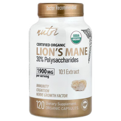 Nutri Organic Lion's Mane, 120 Organic Capsules (633 mg per Capsule) | Target