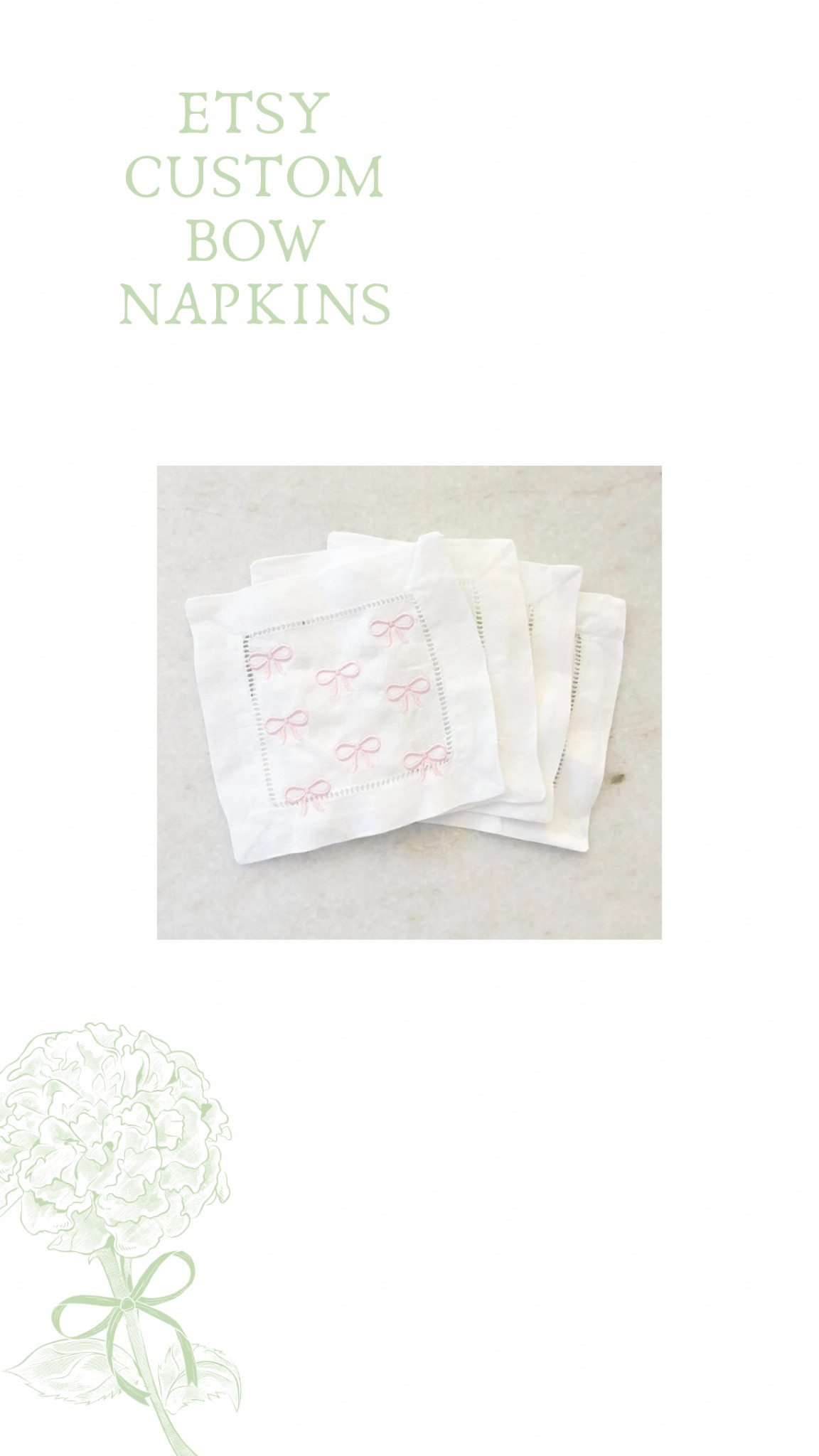 Etsy embroidered bow napkins to gift or decorate!! #napkin #decor #party #giftguide

#LTKFindsUnder50 #LTKStyleTip #LTKParties