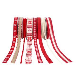 8ft. Natural & Red Value Pack Ribbon by Celebrate It® | Michaels | Michaels Stores