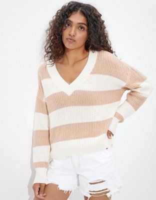AE Cropped V-Neck Sweater | American Eagle Outfitters (US & CA)