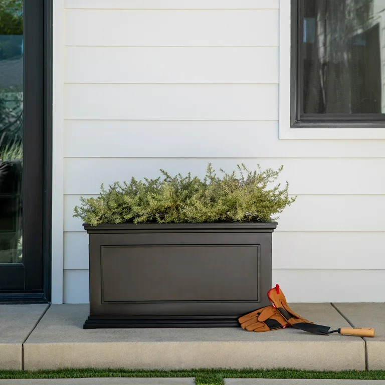 Veradek Brixton Long Planter Box 33" Plastic Planter - Black | Walmart (US)