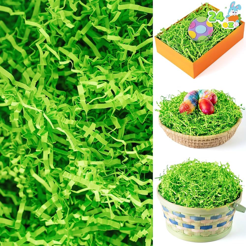 JOYIN 24oz (680g) Easter Light Green Grass, Pure Light Green Recyclable Paper Grass, Shred Raffia... | Amazon (US)