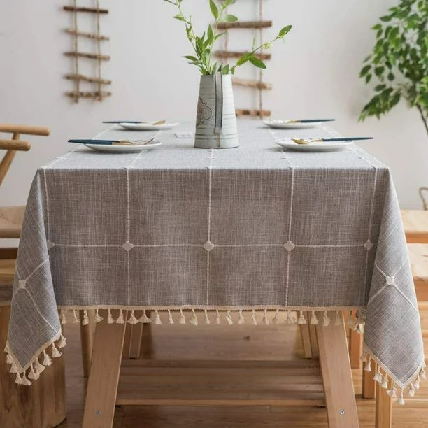 Meidong Linen Rectangle Tablecloth Table Cloth Rectangle/Oblong Heavy Weight Cotton Linen Dust-Pr... | Walmart (US)