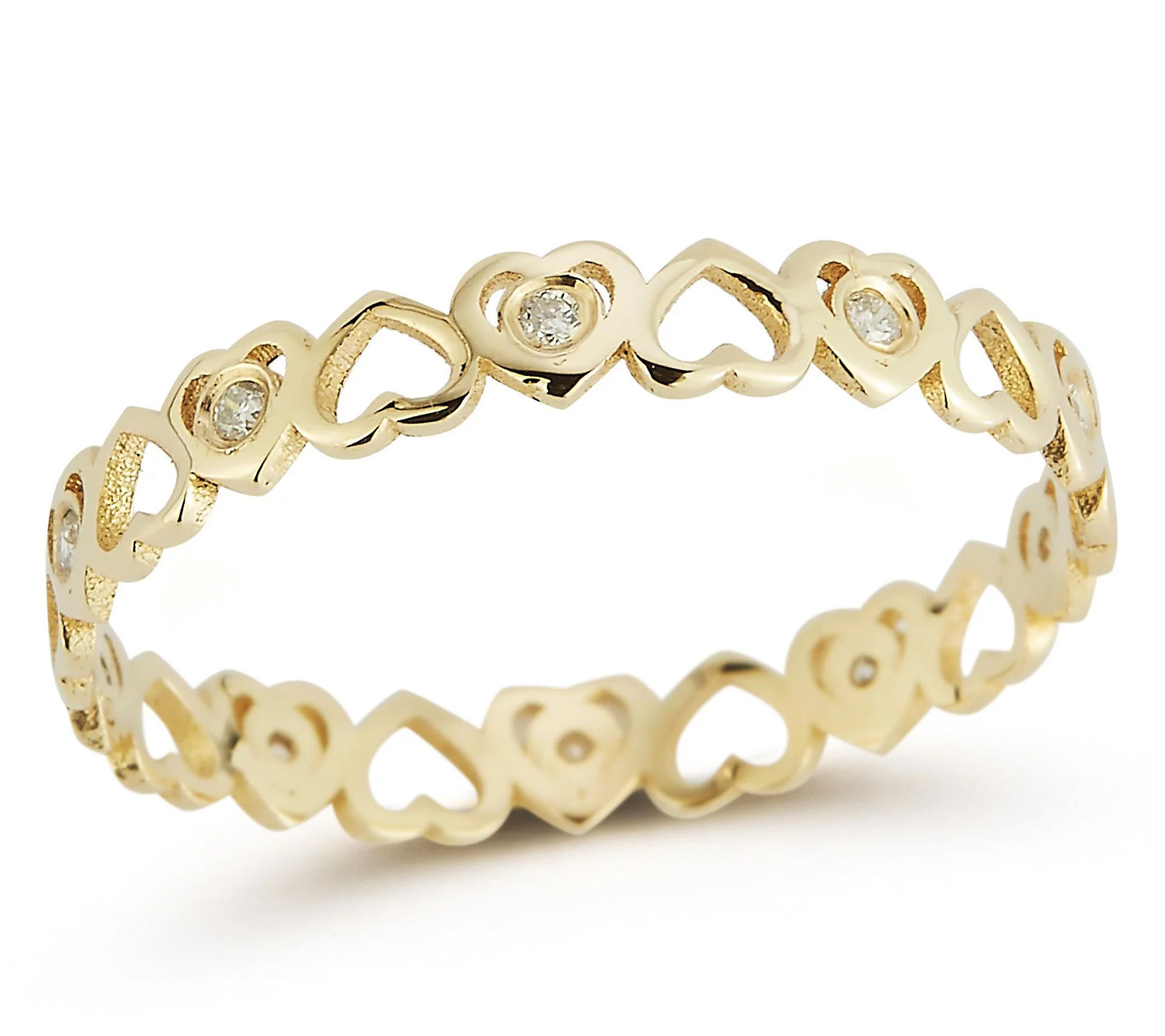Luminosa Gold Diamond Accent Thin Heart Band Ring, 14K | QVC