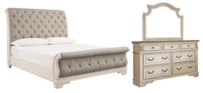 Realyn California King Sleigh Bed with Mirrored Dresser | Ashley | Ashley Homestore