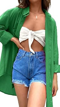 CHYRII Womens Casual Button Down V Neck Shirts Long Sleeve Blouse Tops with Pockets | Amazon (US)