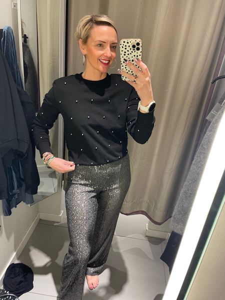 H&M party season has arrived! Love this embellished sweat top! The top has quite prominent shoulder pads but loved that!

#LTKstyletip #LTKover40 #LTKparties