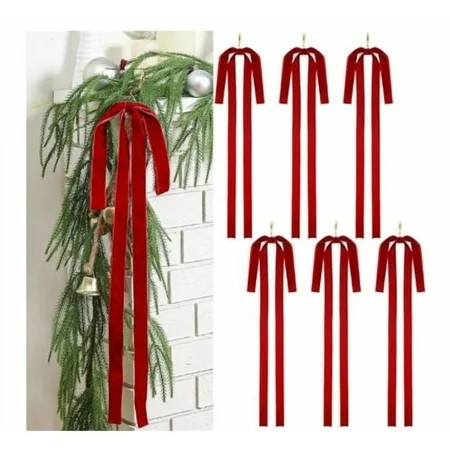 Velvet Christmas Swag Bow Rustic Large Red Outdoor 6 Pack | Walmart (US)