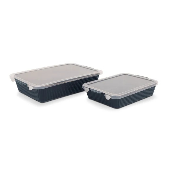 Better Homes & Gardens Edith Vine Floral 4-Piece Stoneware Baking Dish Set with Lids | Walmart (US)