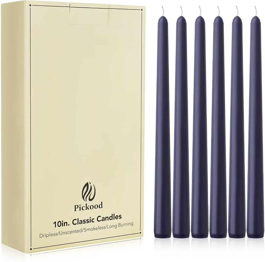 New Burning Formula Unscented Dripless 10-Inch Taper Candles Set of 12 - Navy Blue, for Wedding, ... | Amazon (US)