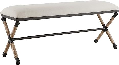 Uttermost Firth Upholstered Iron Bench in Oatmeal | Amazon (US)