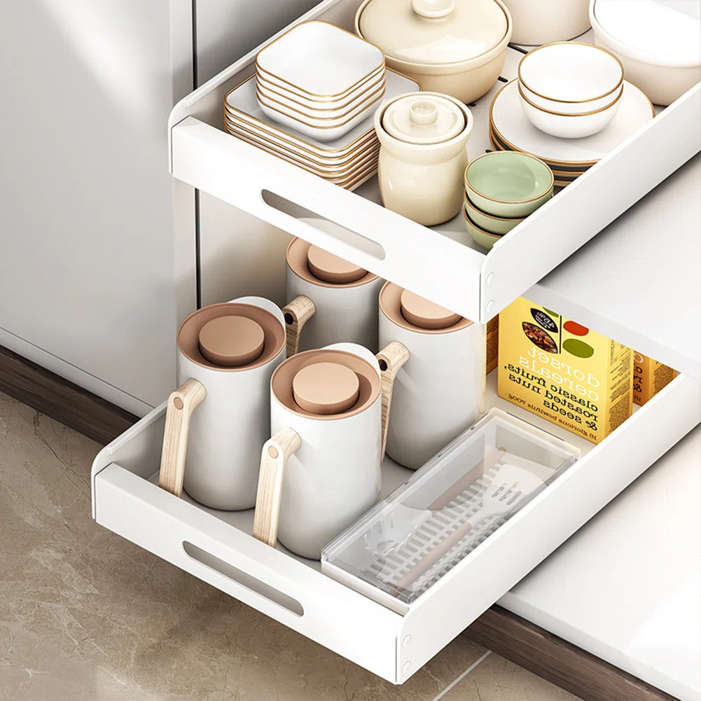 Pull Out Cabinet Organizer, Heavy Duty Roll Out Drawers Sliding With Nylon Adhesive For Living Ro... | Wayfair North America