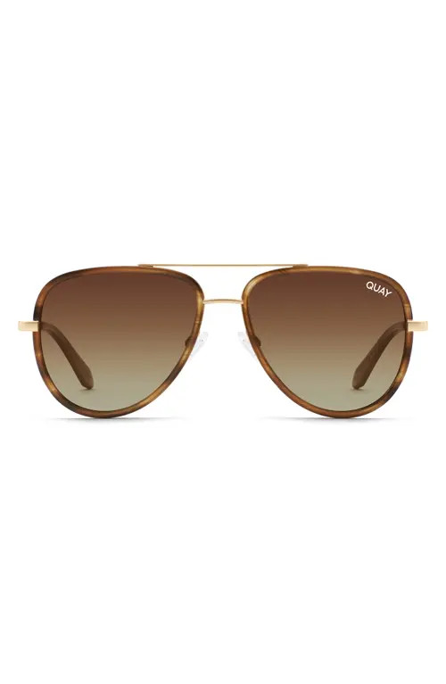 Quay Australia All In 53mm Polarized Aviator Sunglasses in Tort Gold/Brown Polarized at Nordstrom | Nordstrom