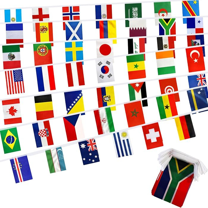 2026 World Cup Team Flags Banner String 48 Countries Flags Banner Set for World Cup Soccer Party ... | Amazon (US)