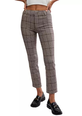 Free People Women's Molly Slim Plaid Pants, 4 | Belk
