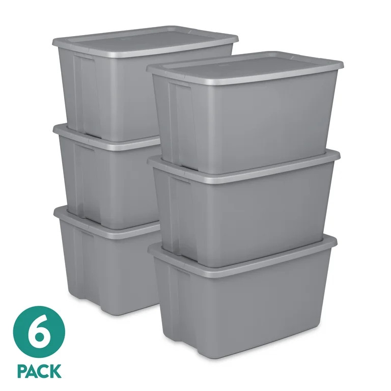 Sterilite Extra Large Storage Bin, 30 Gallon Durable Plastic Storage Tote with Snap-On Lid, Gray,... | Walmart (US)