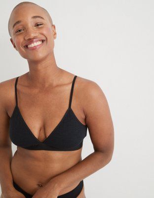 Aerie Ribbed Logo Triangle Bralette | American Eagle Outfitters (US & CA)